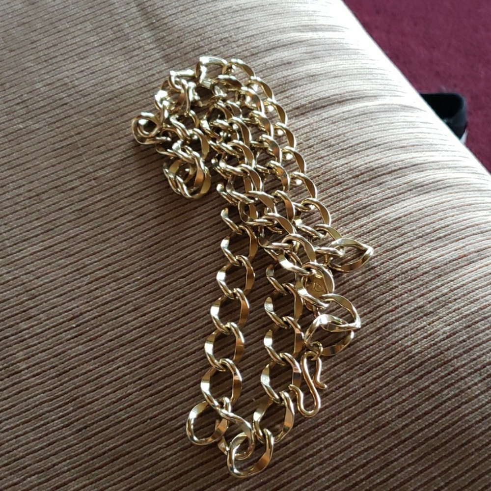 Heavy gold tone chain belt signed LC